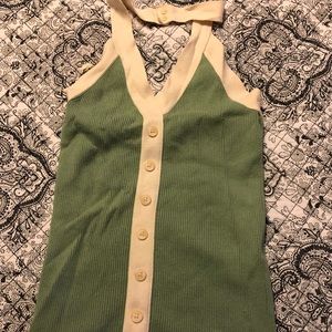 Cute pin up green and white edged halter